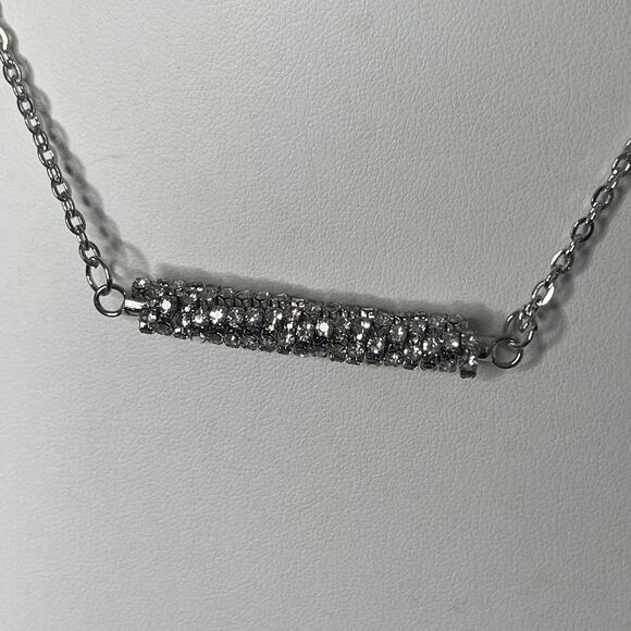 necklace matching earrings costume jewelry silver tone chain link barrel pendant - Picture 2 of 12